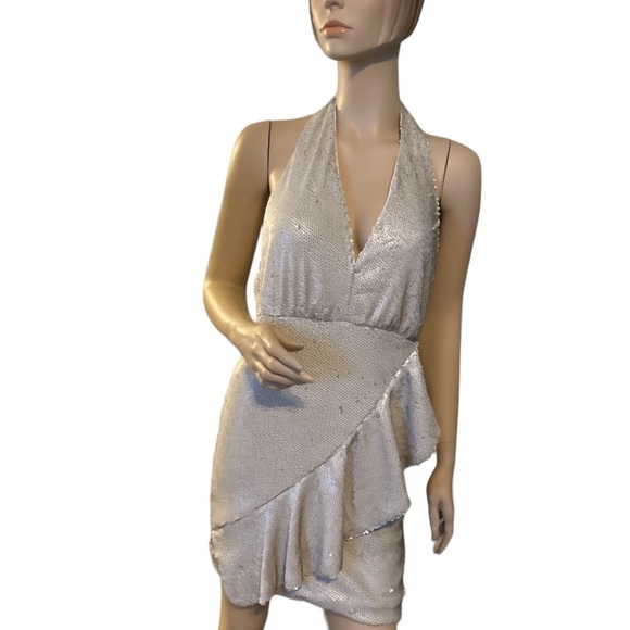 DO+BE Dresses |  Beige Cream Sequin Halter Ruffle Mini Dress ...‎ - Picture 1 of 10